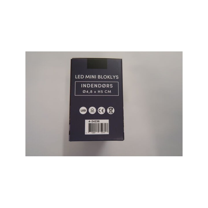 LED mini bloklys, 4,8x5 cm, sand, 2 stk m. timer