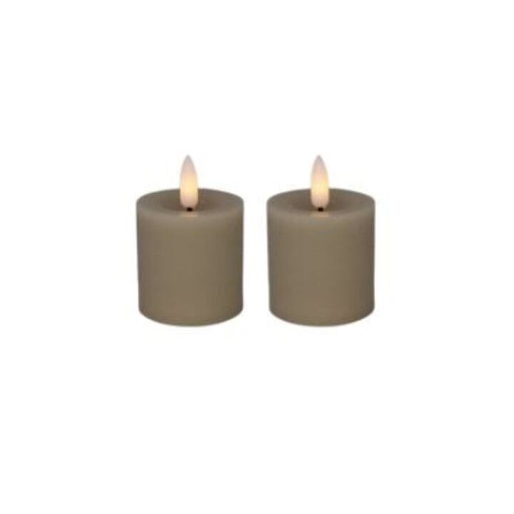 LED mini bloklys, 4,8x5 cm, sand, 2 stk m. timer