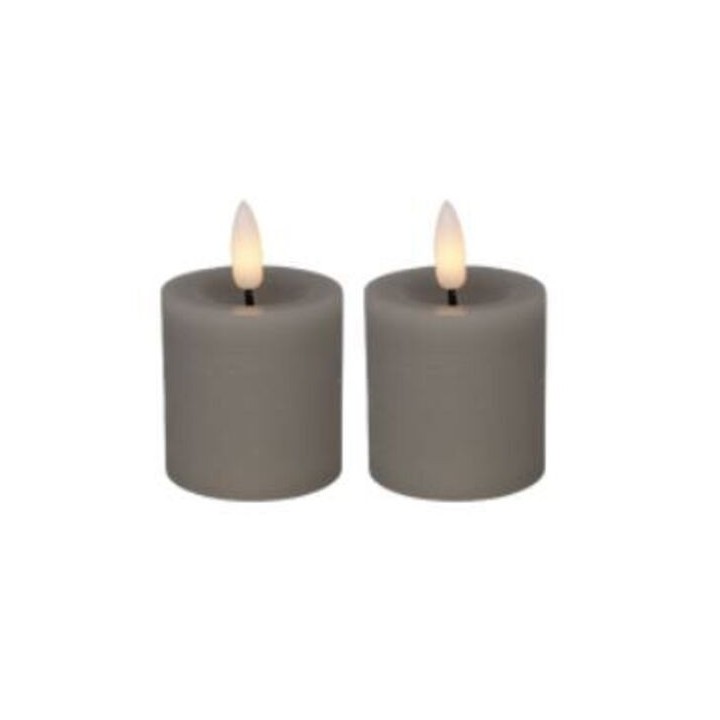 LED mini bloklys, 4,8x5 cm, grå, 2 stk m. timer