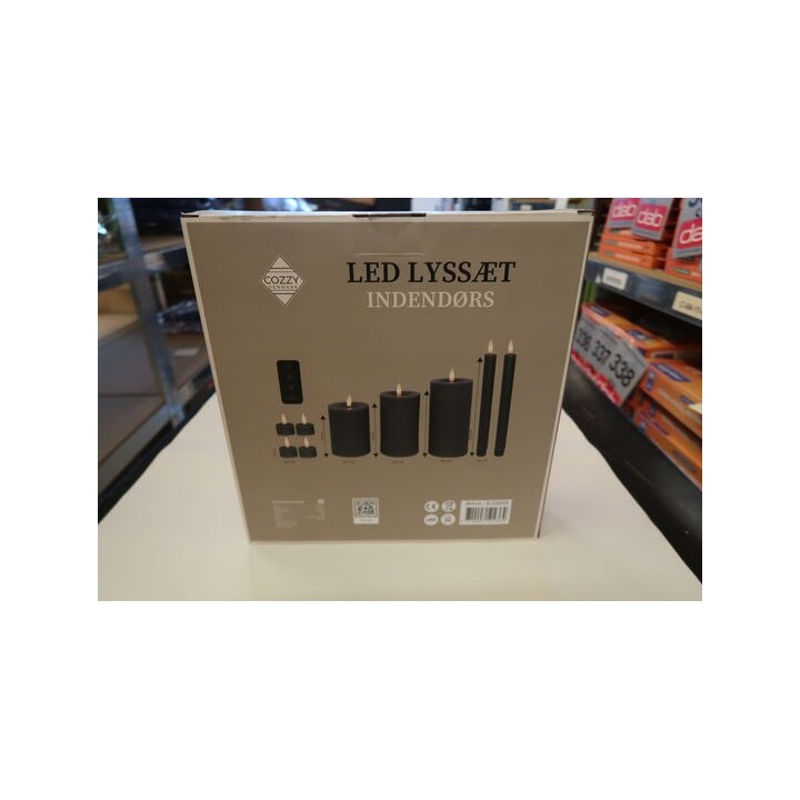 LED lyssæt - Bloklys, kronelys og fyrfadslys, grøn - 10 dele inkl. fjernbetjening