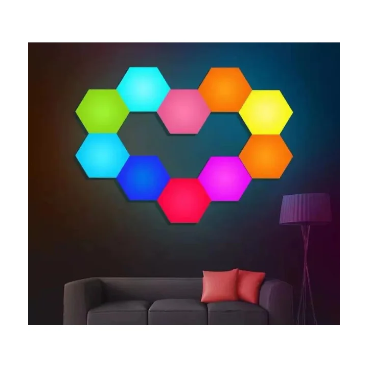 LED touch vægbelysning, 6 stk lyspaneler med fjernbetjening