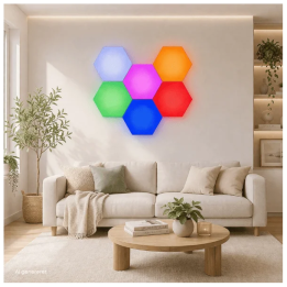 LED touch vægbelysning, 6 stk lyspaneler med fjernbetjening