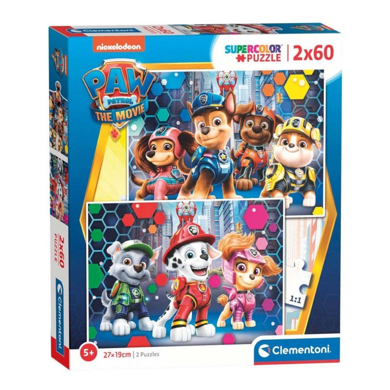 Paw Patrol Clementoni Puslespil The Movie, 2x60 Brikker