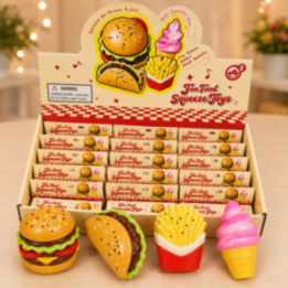 Fastfood-squishy – 8-10 cm, assorteret | Dit Lagersalg