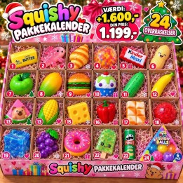LUKSUS SQUISHY PAKKEKALENDER ⭐️🎅🏻  Værdi ca 1600kr 😳 Kun 1199kr.